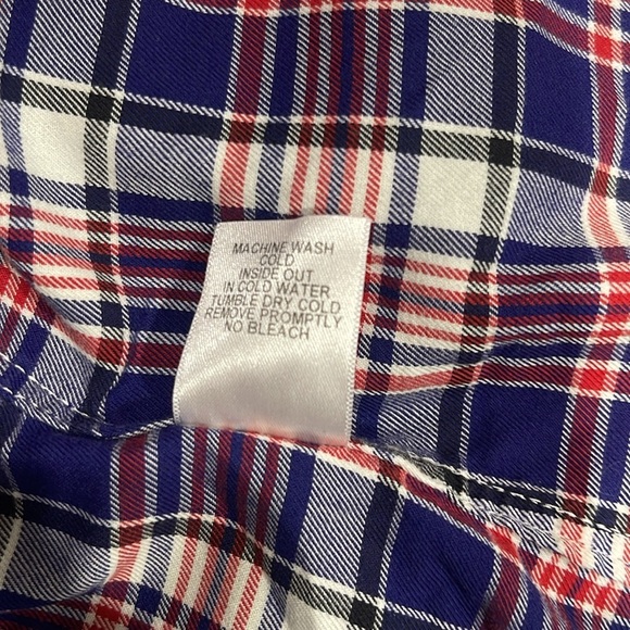 Frank & Eileen Barry Plaid Button Front Shirt SZ L Red White Blue - Picture 6 of 6